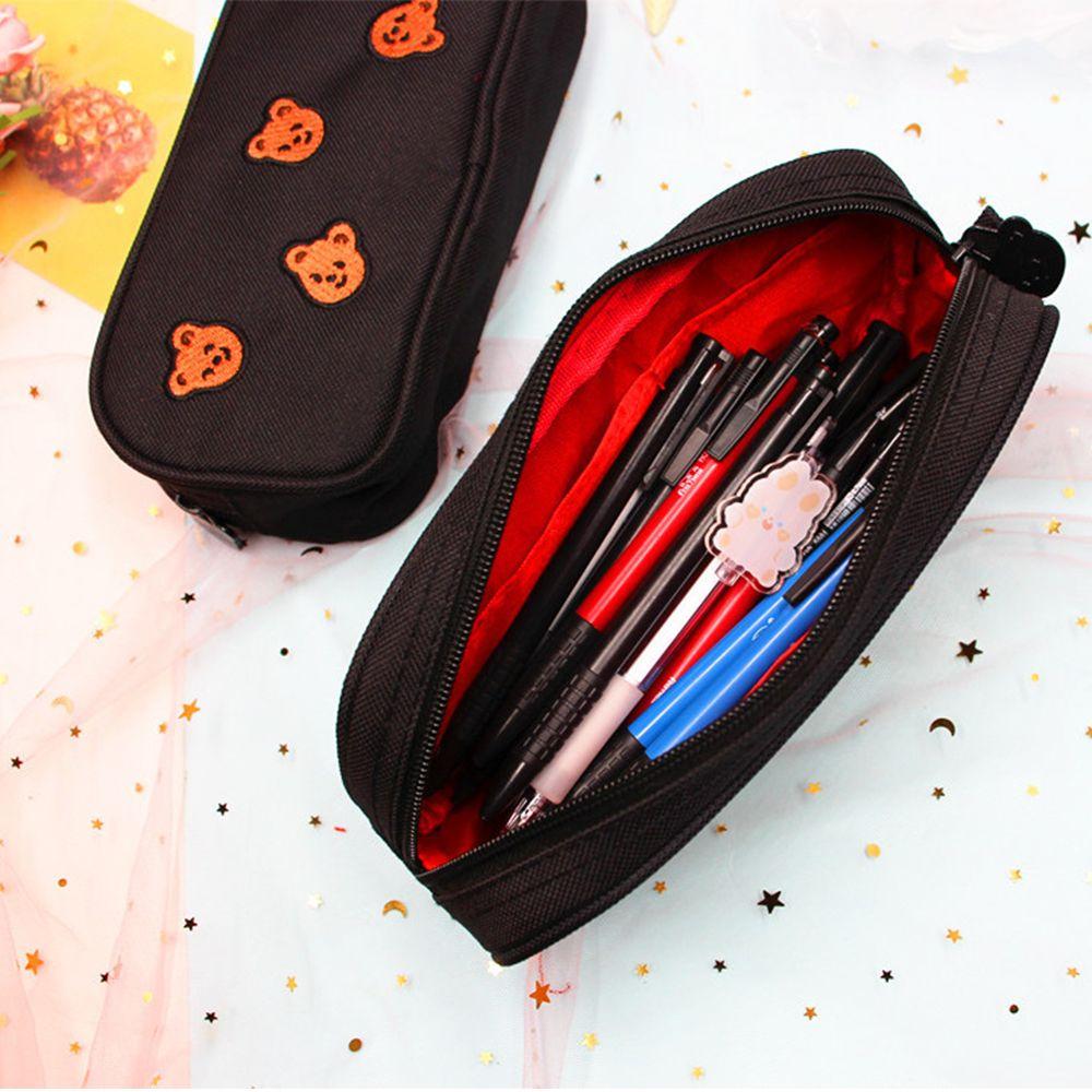 Practical Embroidery Canvas Pencil Bag Kids Gift Pen Case Kawaii Bear