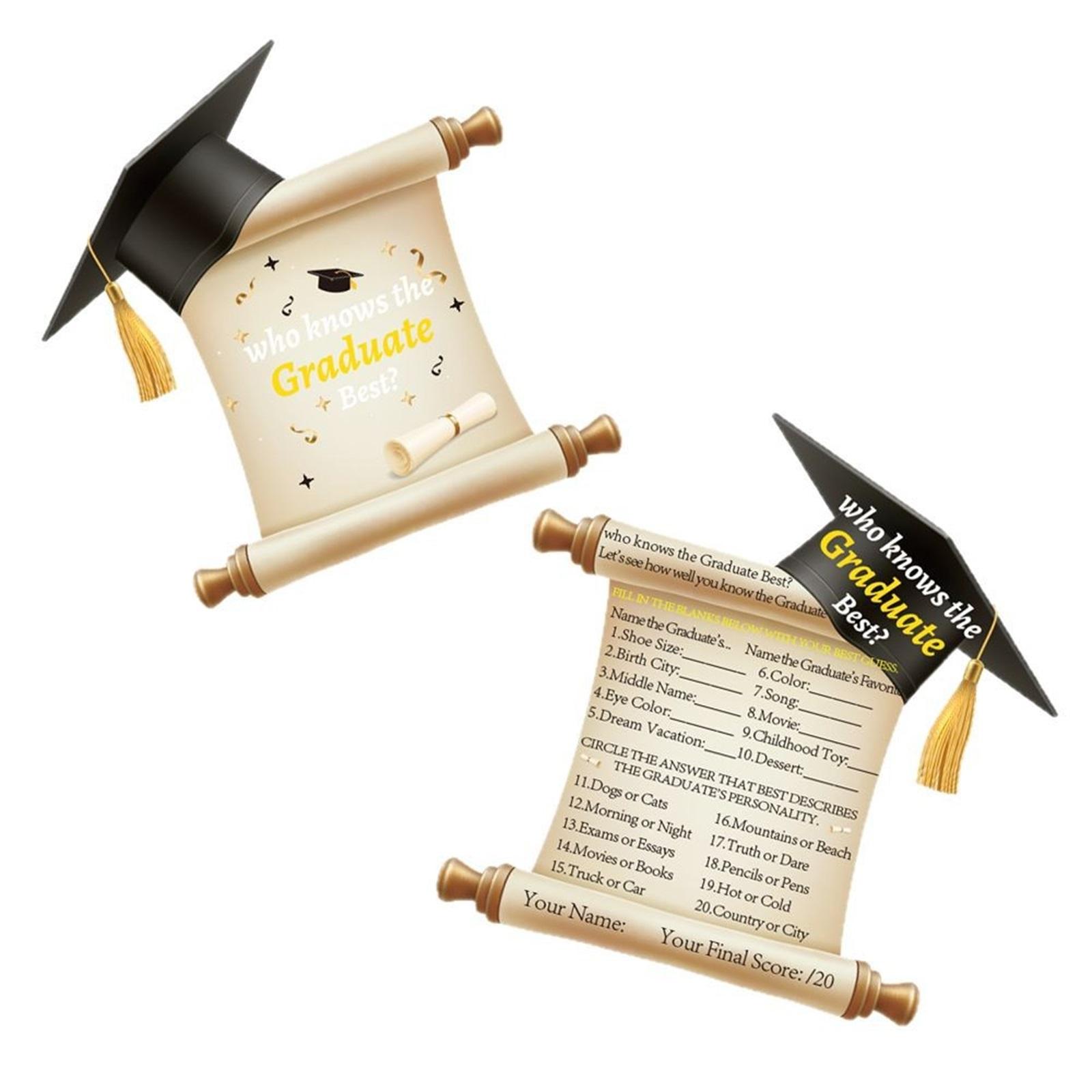 Graduation Party Invitation Cards Set 10pcs Scroll Style with Graduation Cap Design Includes RSVP and Game Cards for Celebration Events