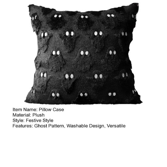 Decorative Pillow Case Ghost Pumpkin Cat Pattern Pillow Cover Removable Easy To Clean Washable Throw Pillow Case