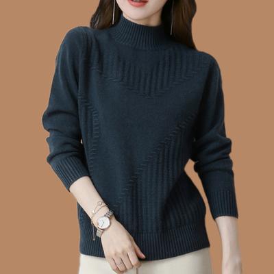 Mittelalterlich Weich Faul Herbst Winter Gestrickter Pullover Damenmode Vielseitiges Basis-Pullover-Oberteil für Damen