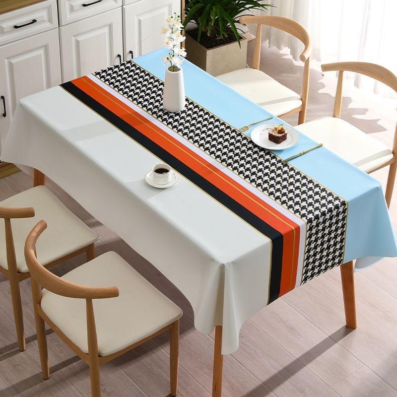 Nappe Rectangulaire Pied-de-Poule Classique Imperméable Résistante à l'Huile et aux Taches Lavable sans Essuyage Housse de Table de Cuisine Décoration de Maison