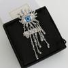 Vintage Devil's Eye Brooch Imitated Pearl Exaggerated Sparkling Rhinestone Tassel Pin Trendy Delicate Water Droplet Brooch