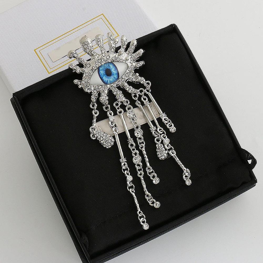 Vintage Sparkling Rhinestone Tassel Pin Delicate Water Droplet Brooch  Party Favors серебряный
