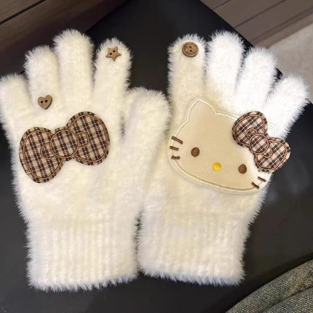 Cute Kitty Winter Warm Plush Gloves for Girls