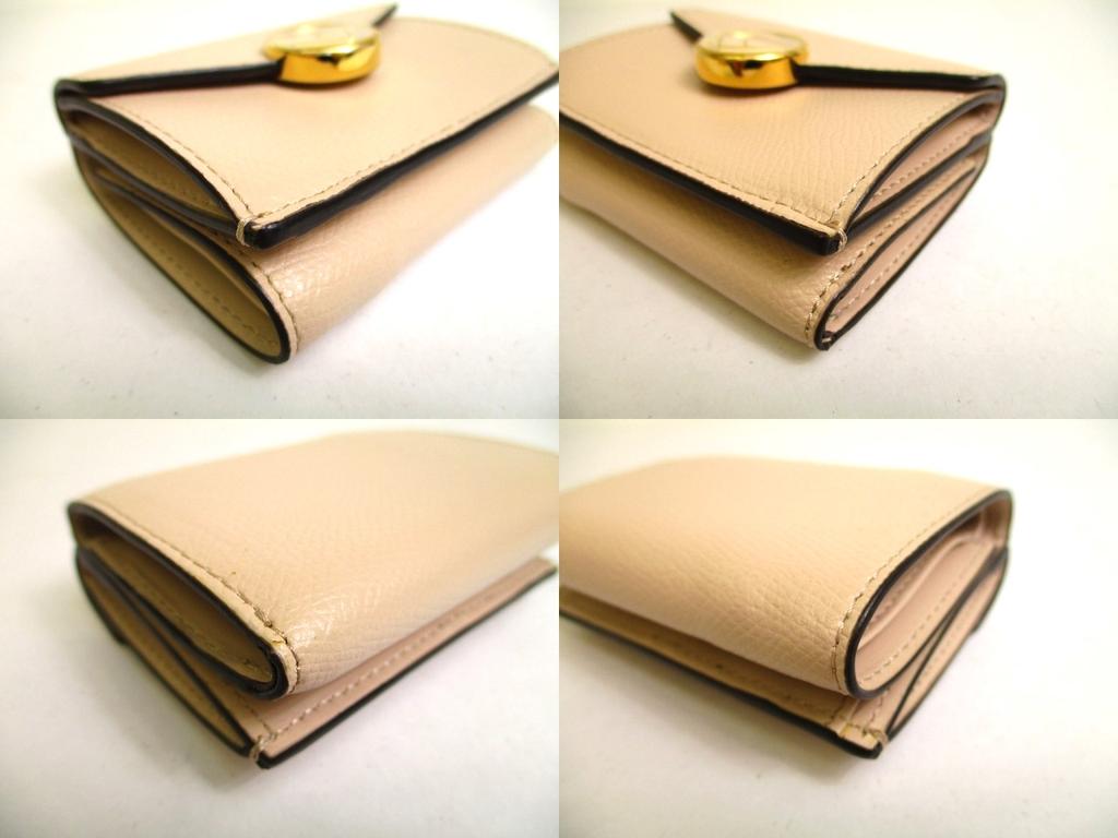 Оригинальный кошелек FENDI F IS FENDI FF бежевого цвета из кожи золотого цвета H/W Micro Trifold #a137, восстановленный