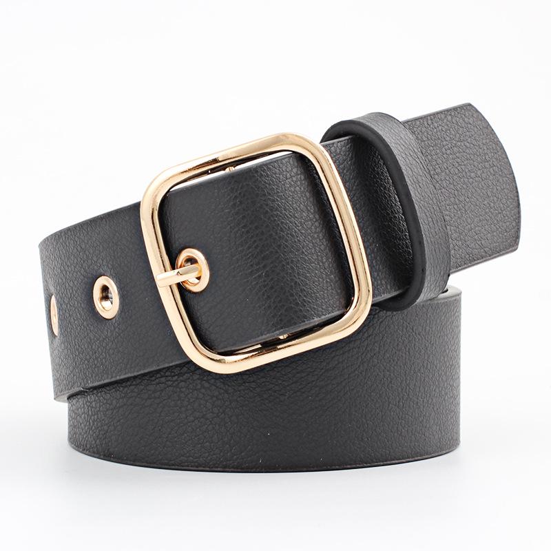 Classic Gold Square Buckle Women'S Trench Coat Wide Belt Gas Eye Decorative Belt Women