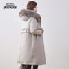 Women's Long Reversible Down Jacket with Raccoon Fur Collar