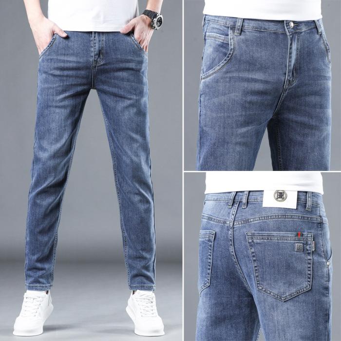 

New Spring and Summer Thin Men s Slim Straight Stretch Color Bottom Casual Jeans 28