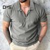 Men's Zipper Lapel T-shirt Solid Color Short Sleeves Casual T-Shirt Loose Fit Summer Tee Shirt for Golfing Streetwear Beach Travel