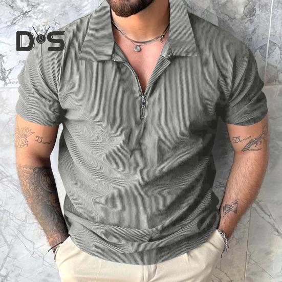 Pánské tričko s krátkým rukávem a zipem, jednobarevné, volné, s krátkým rukávem, pro golf, streetwear, pláž, cestování