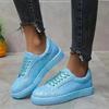 Fashion Plus Size Women's Shoes 2025 Spring Autumn New Style Solid Color Sequins Lace Up Flat Bottom Comfortable Casual Sports Shoes
