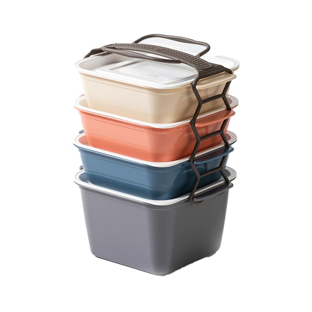 Portable Lunch Box With Lid Stackable Design Microwavable Heating Office Worker Bento Case Picnic Box 4pcs/ set#0