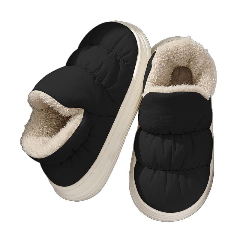 2025 new cotton slippers winter velvet warm home non-slip waterproof bag head cotton shoes