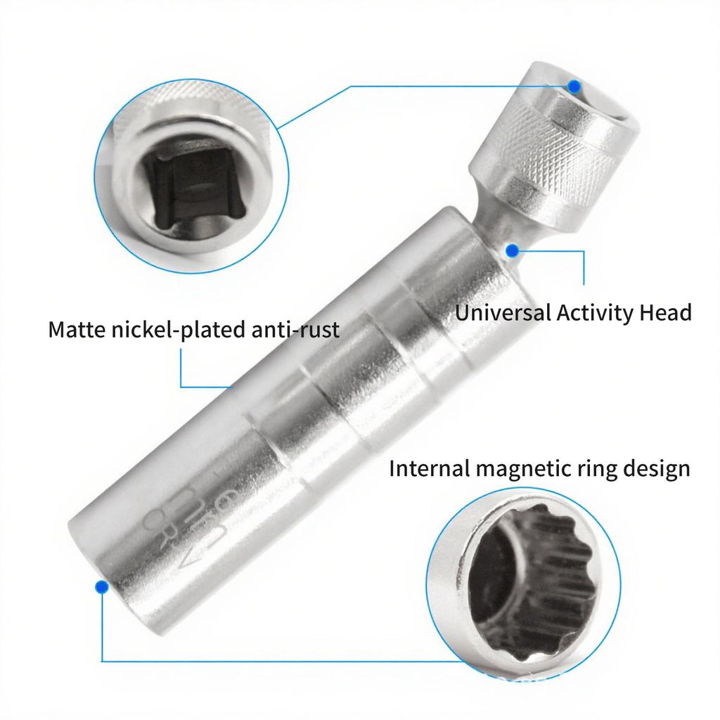 1 Pair Spark Plugs Socket Set 360 Degree Swivels Magnetic Socket Removal Tool Thin Walled Spark Plugs Tool Universal Joint