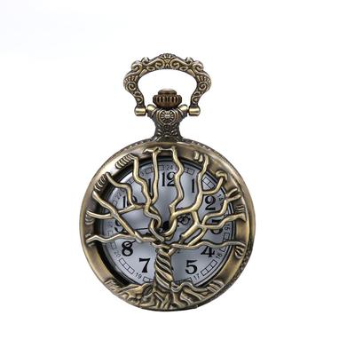 JewelryWe Taschenuhr-Anhänger, Lebensbaum, Skelett, Retro-Stil, Antik-Stil, analoge Taschenuhr, Halskettenuhr, geeignet für Damen und Herren, Cosplay-Event