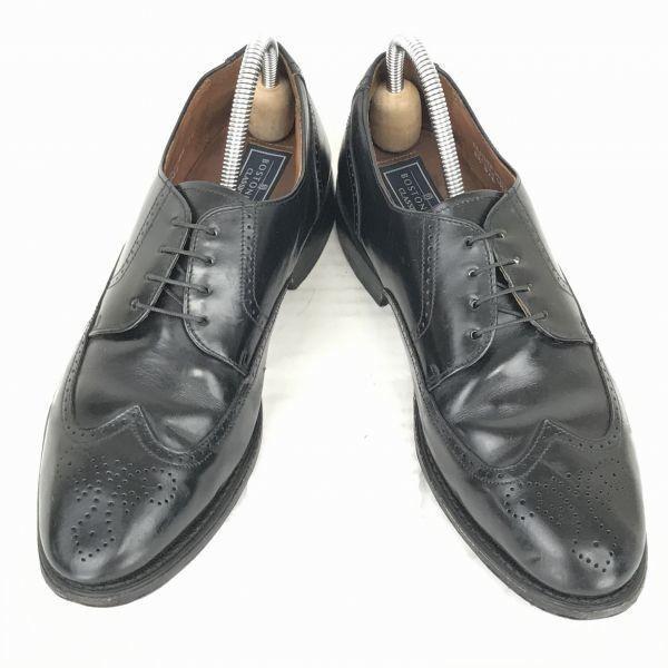 Vintage 80s-90s Bostonian USA Leather Wingtip Dress Shoes Black 26.0(USED)