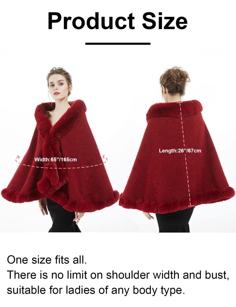 BEAUTELICATE Grube Sztuczne Futro Zimowe Bolerko na Wesela i Imprezy Damski Szal, Duży, Ciepły,