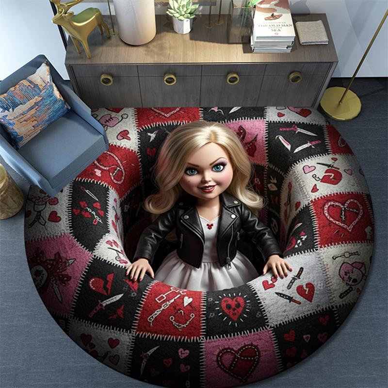 Tappeto Rotondo con Stampa Cartoon, Tappeto per Soggiorno Camera da Letto Divano Sala Giochi Decorazione, Tappetino Antiscivolo