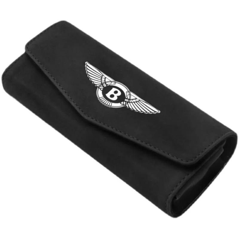 Suede Car LOGO Visor Glasses Storage Box Sunglasses Accessories For New Bentley Flying Spur Continental GT Bentayga Mulsanne