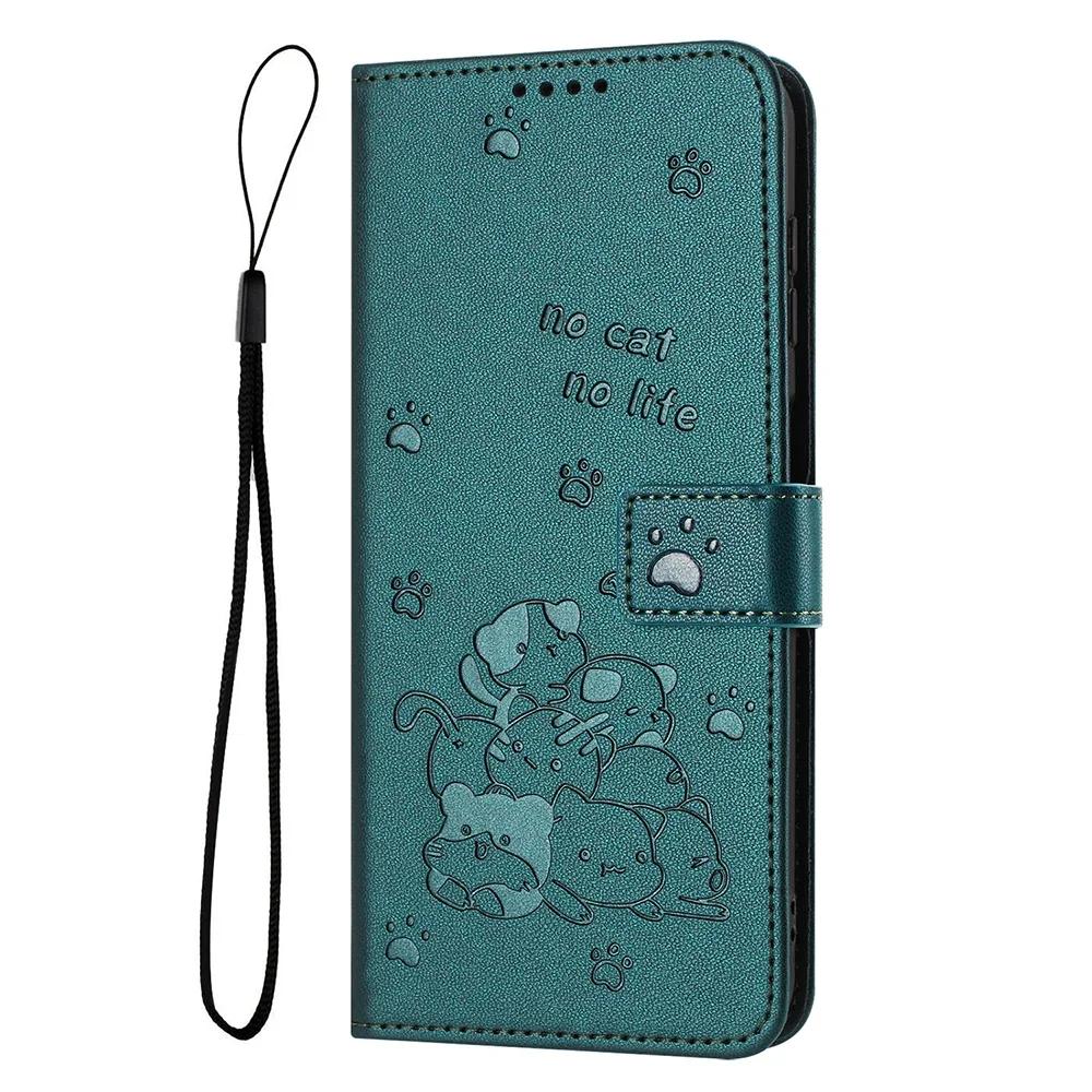 Curte Cat Leather Wallet Cover Case For Moto Edge 50 Fusion 40 Neo Ultra G04 G04S G14 G24 G34 G35 G54 G55 G75 G84 G85 S50 G Play