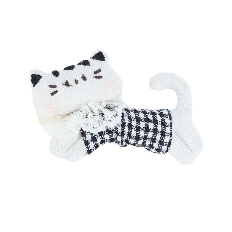 Soft Plaid Fabric Stuffed Kitten Ornament Cute Plush Cat Patch DIY Handmade Accessory for Scrapbooking Clothes Bag Decor