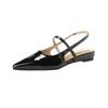 French Beautiful Patent Leather Toe Flat Back Air Sandals Women's 2025 New Fashion and Versatile One-line Shoes with Pointed Toes
