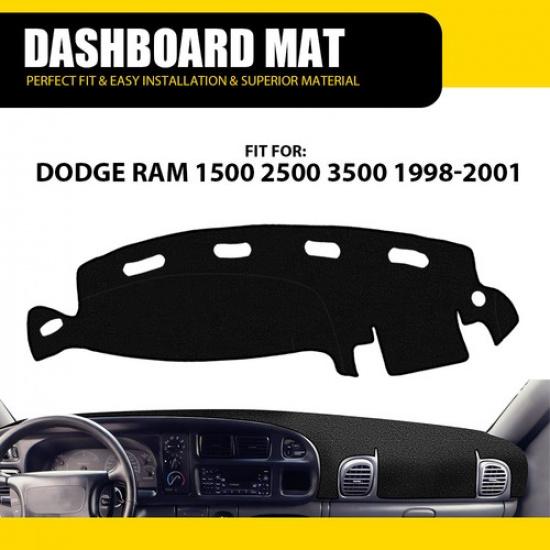 Dashboard Dash Mat Carpet Cover Black for 1998-2001 Pad 1500 Dodge Ram 2500 3500