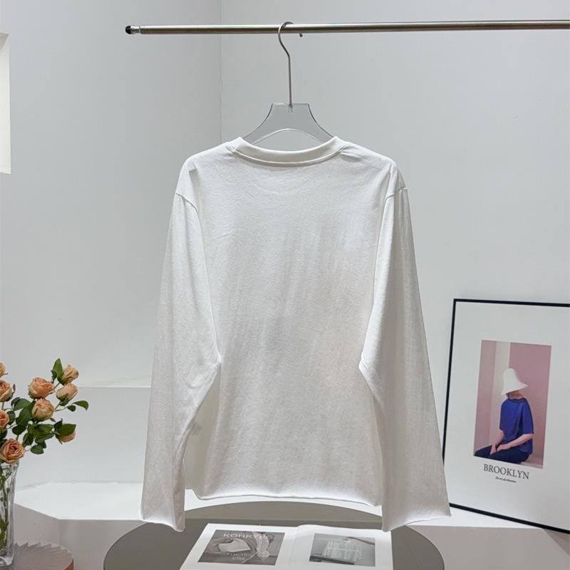 ID25 Early Autumn Puppy Print Rolled Edge Long Sleeve Loose Pullover