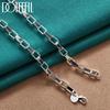 Classic 4mm Long Plaid Necklace Silver Color Gift Fashion Jewelry