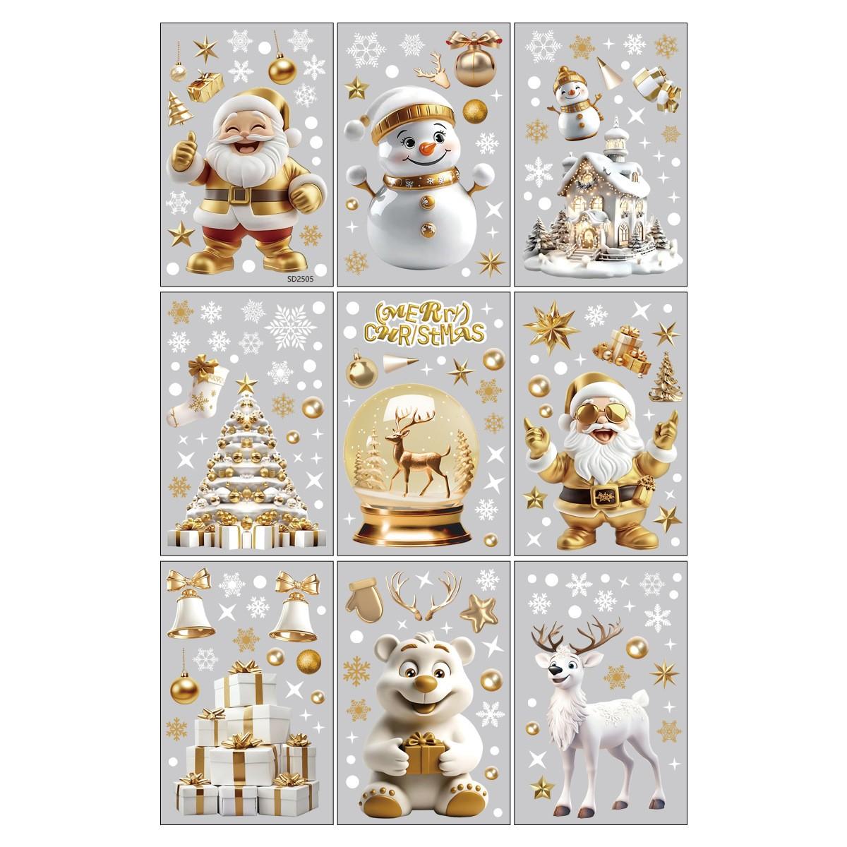 

Рождественский снеговик на окне наклеен из 9 кусочков стекла. Рождественские наклейки используются для украшения и подходят для вечеринок One Size белый