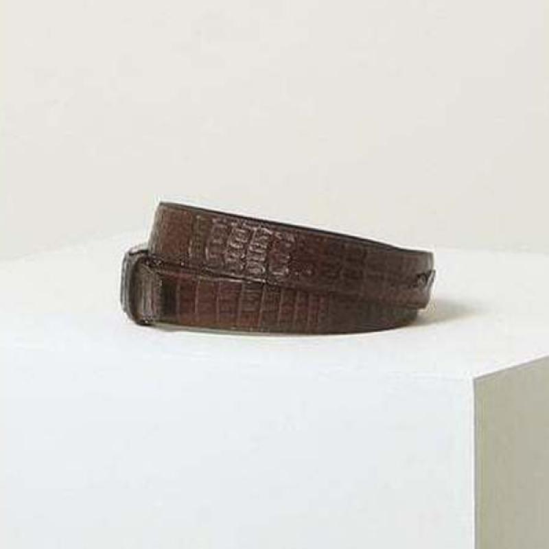 Daks Brown Crocodile Tail Premium Leather Bronze Buckle Belt Dbbe5f395w3