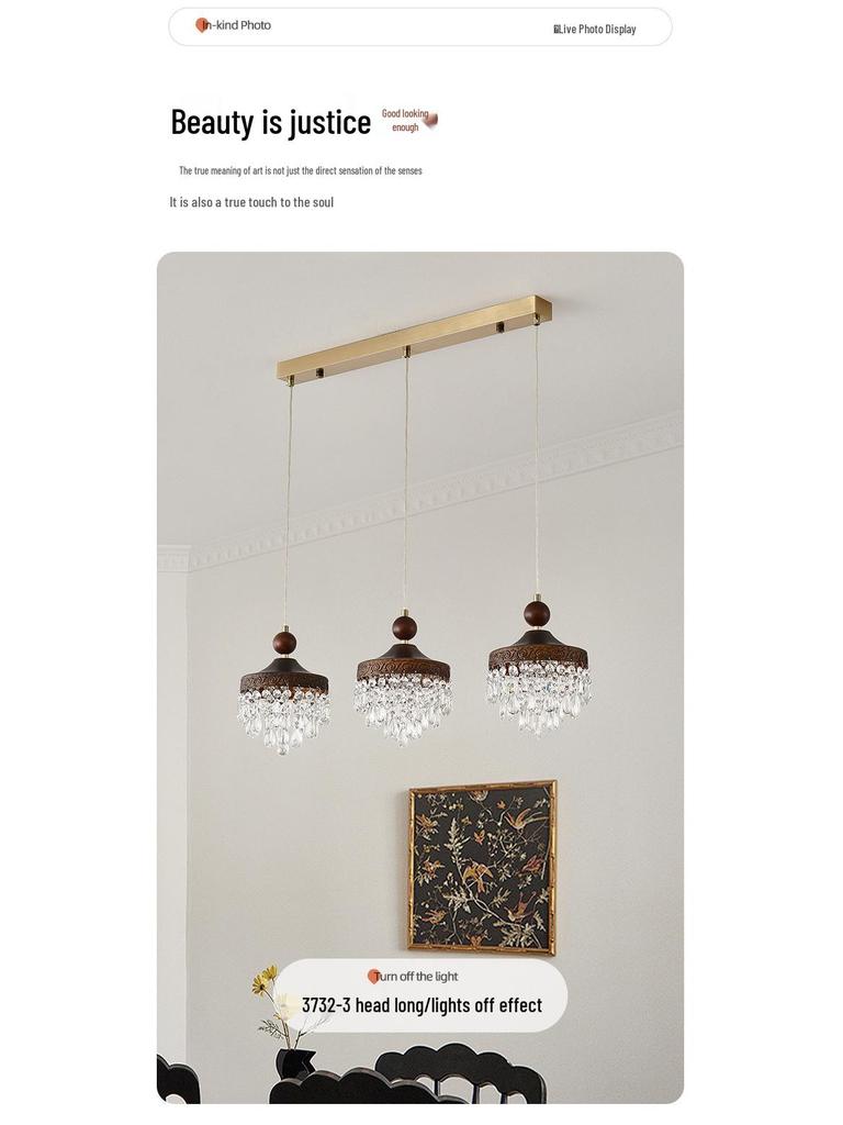 Walnut Retro Chandelier, Eye-Protective Lamp for Chinese Restaurant, Bar, Bedside, or Study.