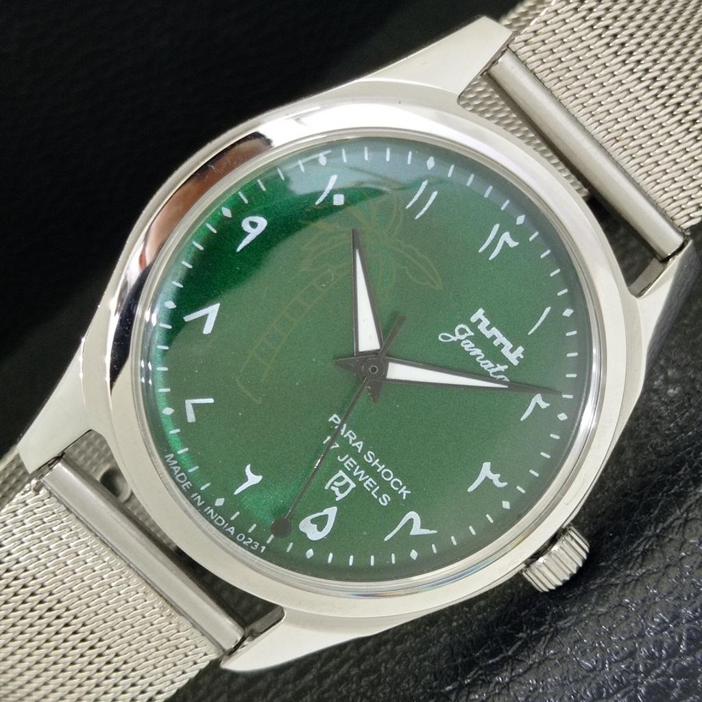 

HAND-WINDING VINTAGE HMT JANATA INDIAN MENS ARABIC GREEN DIAL WATCH a440956-4 HT-a440956