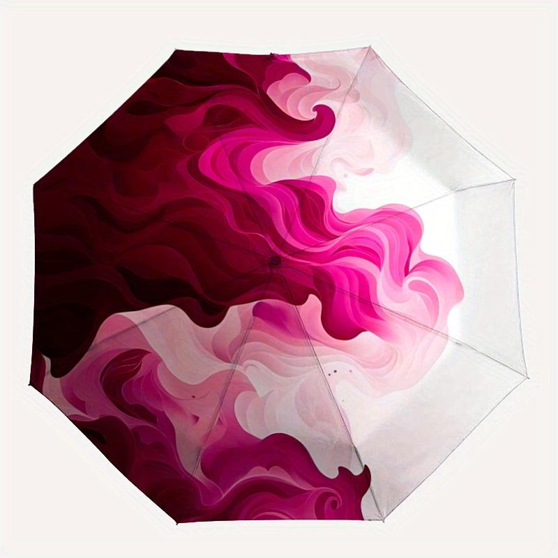 

1pc Wave Abstract Automatic Open/Close Umbrella with Windproof, Functional Design, 8-Rib Sturdy Canopy, Durable Ribs134