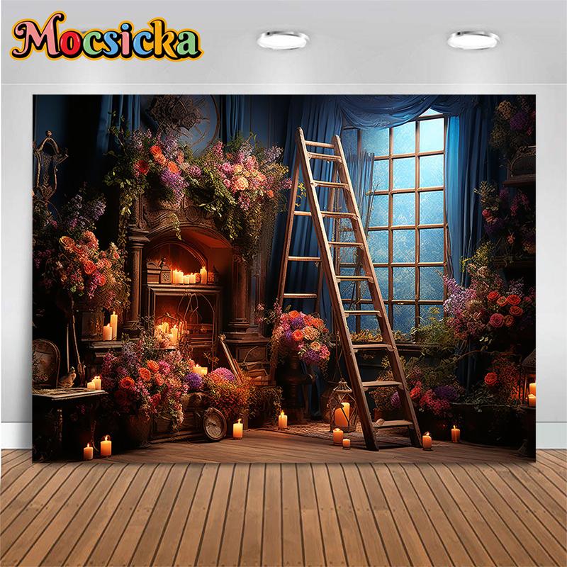 Mocsicka Spring Easter Backdrop Photography Night Flower Kid Baby Shower Family Background Birthday Decor Wallpaper Photo Studio