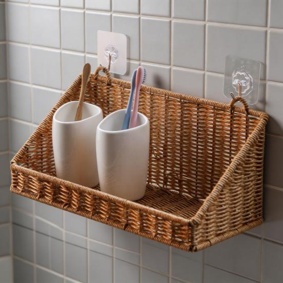Étagère de rangement avec crochets Panier mural Grand design ventilé Panier compact pour cuisine salle de bain