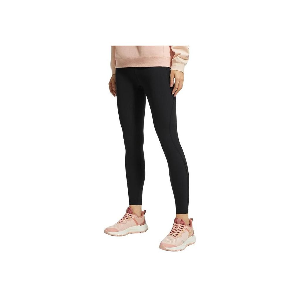Li Ning Fitness Series Solid Color Logo Tight Sports Long Pants Women Bottoms Black AULR054-1