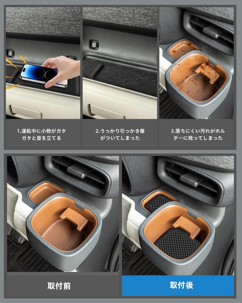LANGBEAN Interior Rubber Mats for Toyota Sienta 10 Door Pocket Scratch and Noise PU Set of 20 Series, Non-Slip Mats, Reduction, Leather, (Black)