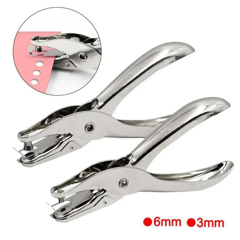 Metal 3/6mm Pore Diameter Punch Pliers Single Hole Puncher Hand Paper Scrapbooking Punches 1-8 Pages Paper Hole Puncher