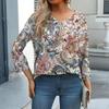 Top Casual de Moda para Mujer Sexy Cómodo Cuello en V Floral Manga Siete