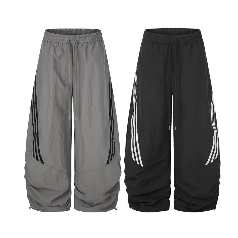 Magic Bear 2026 American Retro Striped Sweatpants Loose Wide Leg Athletic Pants Teens