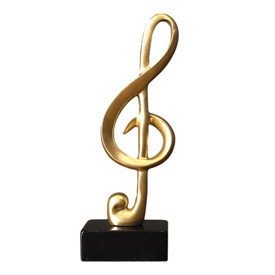 Music Note Sculpture Gold Resin Musical Symbol Figurine Modern Tabletop Decoration for Piano Room Home Office Table Centerpiece