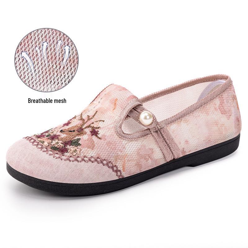 

Женские универсальные летние этнические вышитые туфли Ханфу - Повседневный стиль старой пекинской ткани