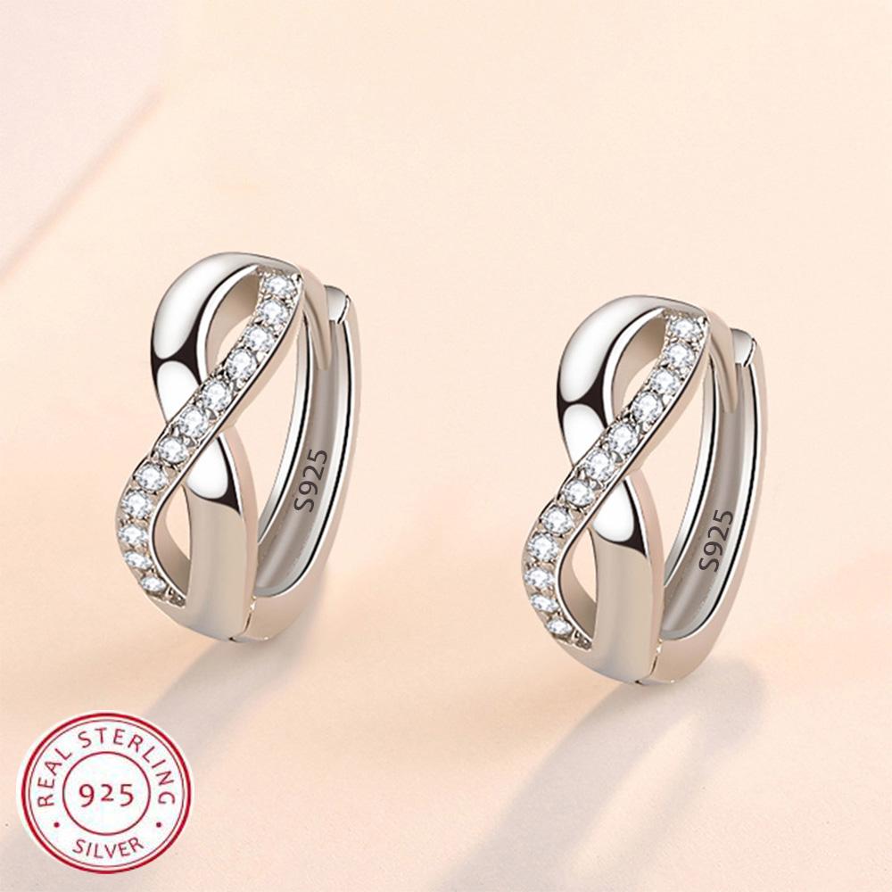 

New 925 Sterling Silver Shining Zircon Earrings Women s Circle Round Earrings Fashionable and Elegant Jewelry Birthday Gift
