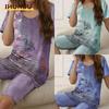 Women's Fashion Casual Short Sleeve  O-Neck Pants Suits