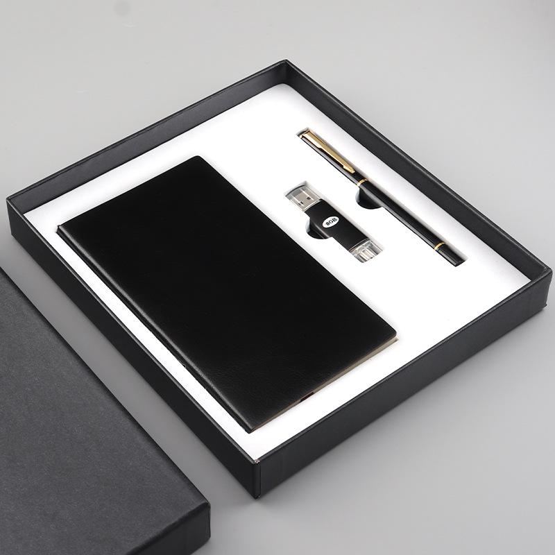 

Деловой сувенир, Набор блокнот + USB-накопитель + ручка, Офисная канцелярия, Деловой набор, Справочник A6 чёрный
