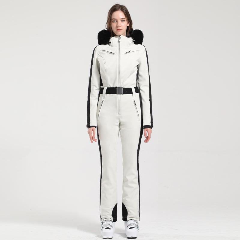 Women's Slim-Fit Windproof Double-Board Ski Suit: Thickened, Warm, Waterproof, and One-Piece Design for Outdoor Sports.