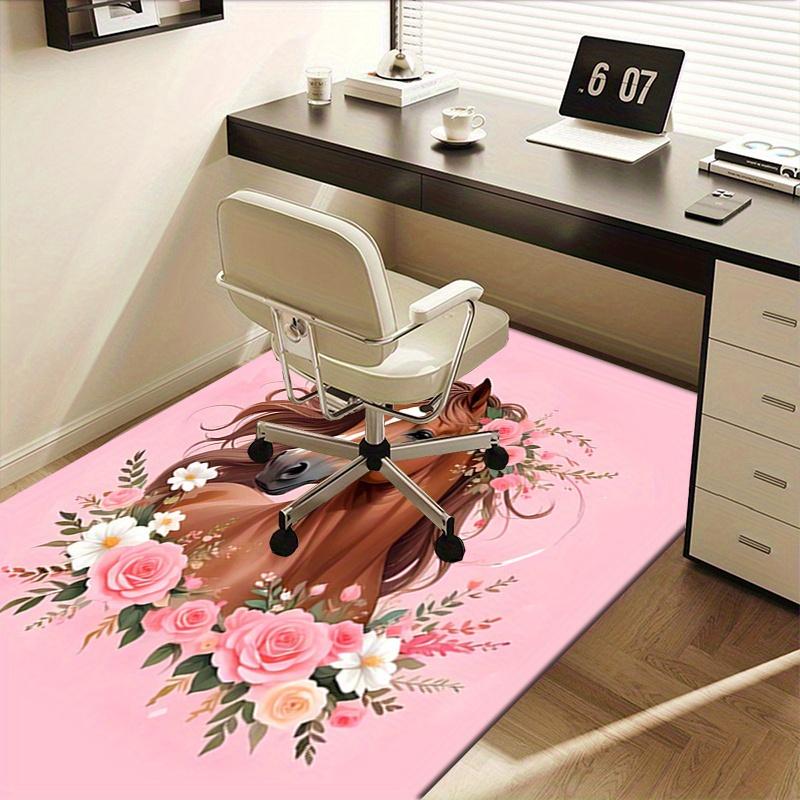 1pc Horse, Floral, Pink Office Carpet Soft Polyester Entrance Carpet Washable Non slip Machine Washa