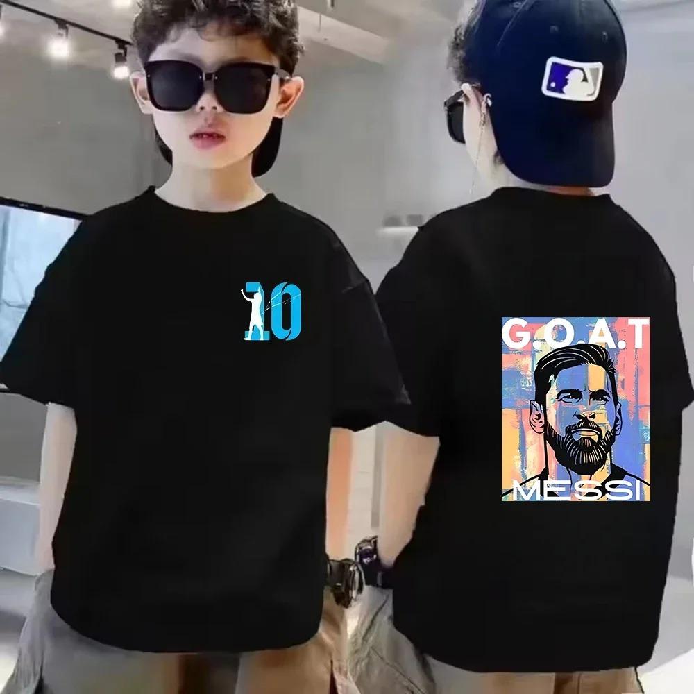 Sommer Kinder T-Shirt Kurzarm Messi Doppelseitiger Druck Lässig Mode Sport T-Shirt Top Kind Y2k Junge Mädchen Kleidung