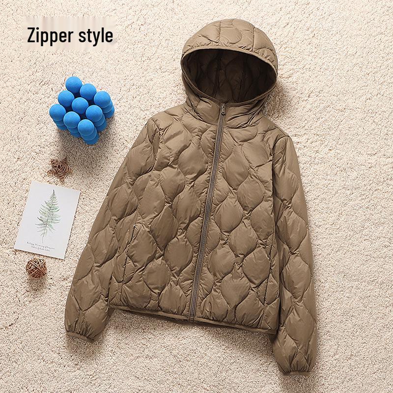 2025 Herbst/Winter Damen Kapuzen-Leichtdaunenjacke - Langarm, Lässig, Warm, Koreanischer Modestil.